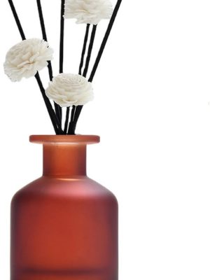 1PCS 130ml/4.3oz Empty Refillable Glass Diffuser Bottle - Aromatherapy Storage Container Fragrance Accessories Use for DIY Replacement Sticks Crafts Decor (Amber Red)