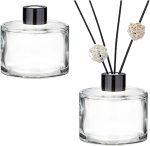 2 PCS 50ml/1.7oz Empty Glass Essential Oils Diffuser Bottles Aromatherapy Jars Containers Vase Fragrance Perfume Bottle Ornament Accessories for Home Office Desktop