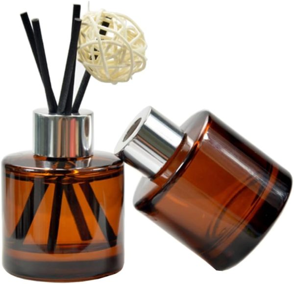 2PCS 50ml/1.6oz Glass Diffuser Bottles, Amber & Brown, Aromatherapy Storage Containers, Fragrance Accessories, DIY Replacement Diffuser Sticks, Home Decor