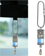 Hanging Car Air Freshener Diffuser, Refillable Essential Oils Empty Perfume Bottle, Alloy Car Aromatherapy Fragrance Perfume Pendant Bottle, Universal Car Interior Ornaments Decor (Silver)