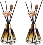 2PCS 60ml/2oz Empty Refillable Glass Diffuser Bottles - Aromatherapy Storage Containers for DIY Replacement Diffuser Sticks - Amber Gradation