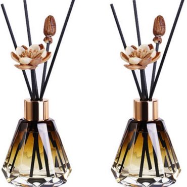 2PCS 60ml/2oz Empty Refillable Glass Diffuser Bottles - Aromatherapy Storage Containers for DIY Replacement Diffuser Sticks - Amber Gradation