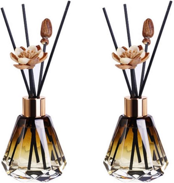 2PCS 60ml/2oz Empty Refillable Glass Diffuser Bottles - Aromatherapy Storage Containers for DIY Replacement Diffuser Sticks - Amber Gradation
