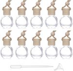 Car Aromatherapy Essential Oil Diffuser Bottle,10 Pack Car Air Freshener Bottle Empty Hanging Perfume Bottle Fragrance Decor Accessories Auto Window Ornament (round)