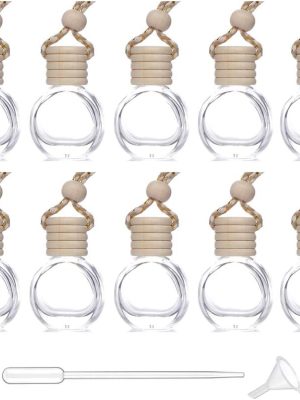 Car Aromatherapy Essential Oil Diffuser Bottle,10 Pack Car Air Freshener Bottle Empty Hanging Perfume Bottle Fragrance Decor Accessories Auto Window Ornament (round)