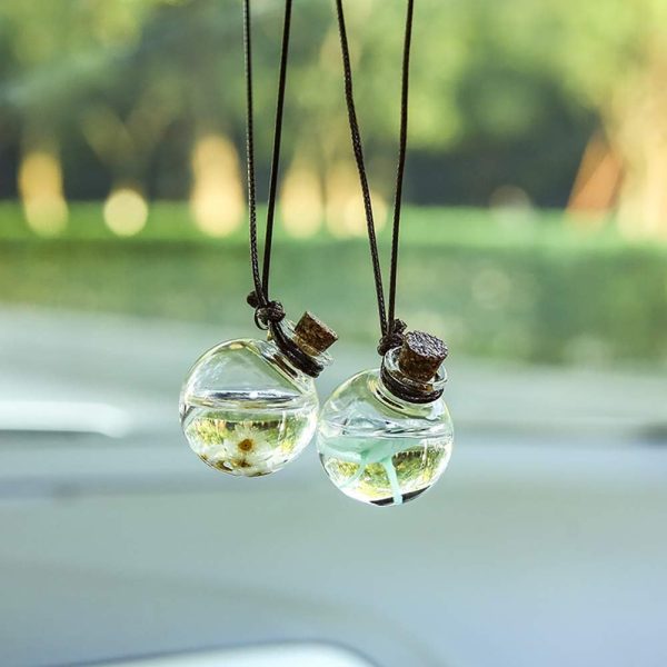 2 Pcs Empty Car Air Freshener Perfume Bottle Hanging Essential Oils Bottle Fragrance Diffuser 3.5cm