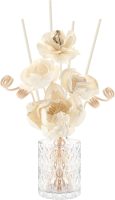 11 Pcs Flower Reed Diffuser Set Include 4 Flowers 6 Diffuser Sticks with 5oz Empty Design Bottles Fragrance Rice Paper Natural Flower for Home Bedroom Office Bathroom Shelf Decor Gift