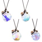 4 Pack 10ml Car Perfume Pendant Hanging Bottle With Flower,Empty Colorful Glass Car Air Freshener Diffuser Essential Oil Perfume Vials Diffuser Ornament With Cork & Hanging String-FREE Funnel,Dropper