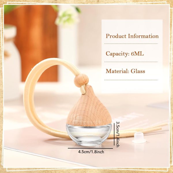 50 Pcs Car Essential Oil Hanging Bottle Empty Glass Diffuser Bottles Refillable Car Air Freshener Perfume Pendant Aromatherapy Fragrance Ornament Decor(Simple Style)