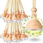 50 Pcs Car Essential Oil Hanging Bottle Empty Glass Diffuser Bottles Refillable Car Air Freshener Perfume Pendant Aromatherapy Fragrance Ornament Decor(Simple Style)